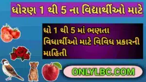 ધોરણ 1 થી 5 ના વિદ્યાર્થી માટે